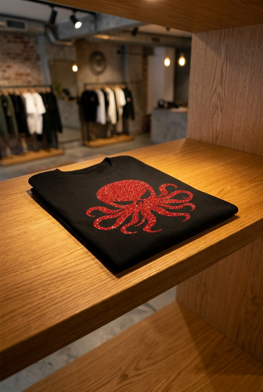 Red Octo Tee Black