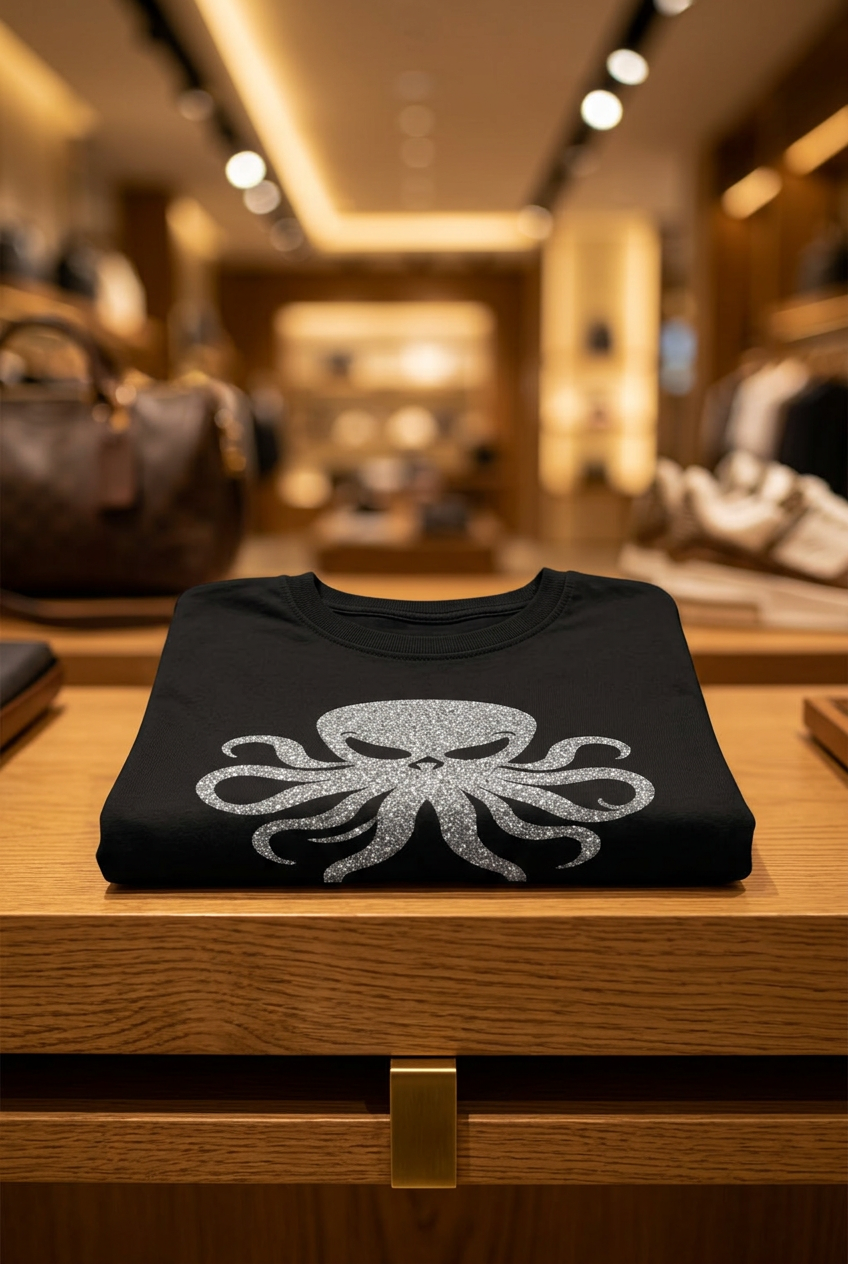 Silver Octo Tee Black